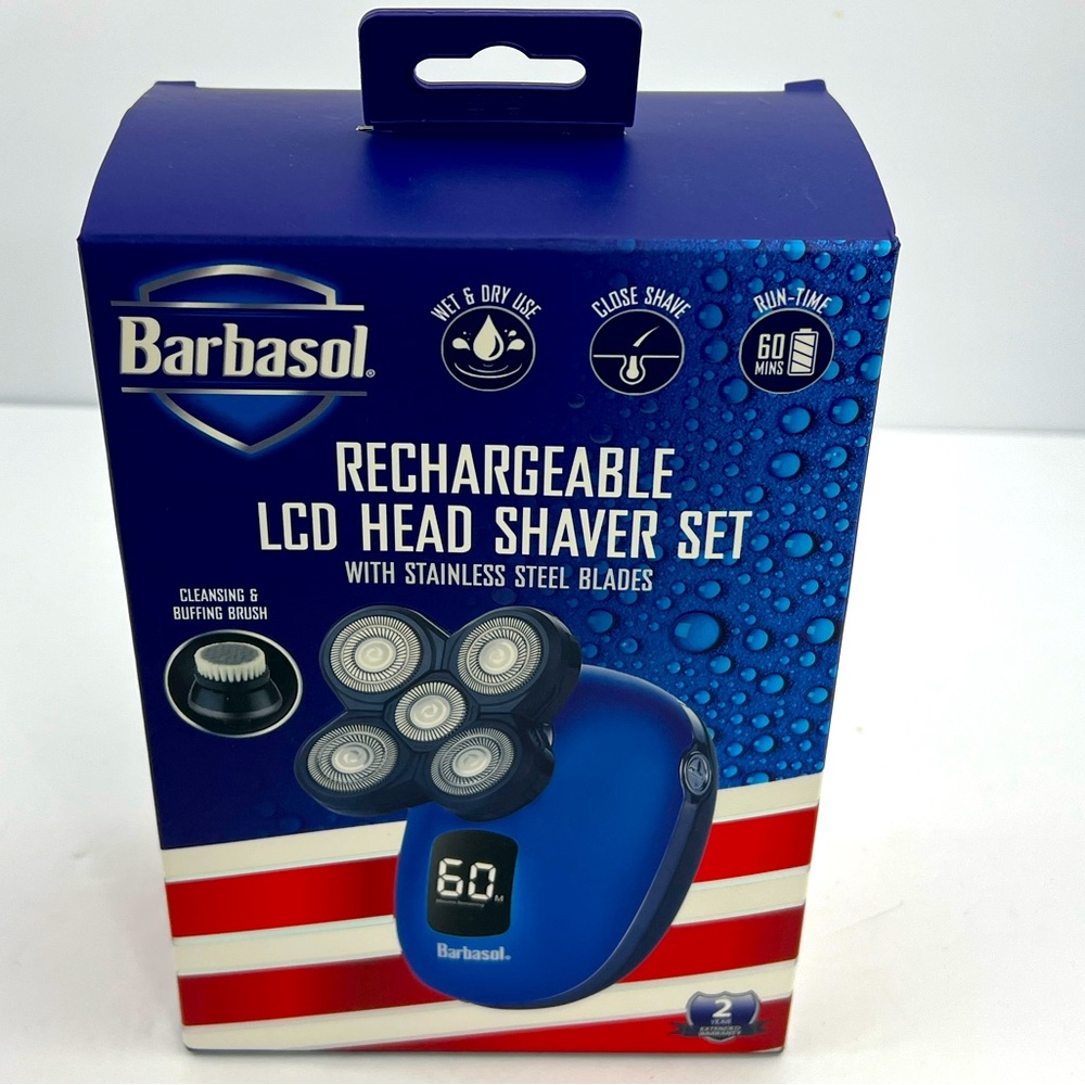 BARBASOL MEN’S RECHARGEABLE FIVE HEAD WET AND DRY ELECTRIC SHAVER